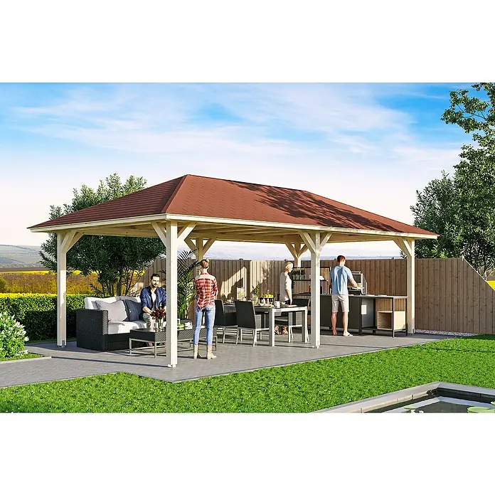 Skan Holz Pavillon Orleans 2 - L x B: 786 x 439 cm, Holz, Natur - Stimmungsaufnahme