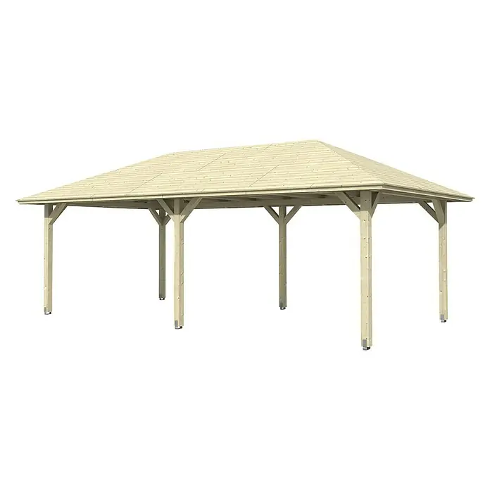 Skan Holz Pavillon Orleans 2 - L x B: 786 x 439 cm, Holz, Natur - Diagonale Ansicht