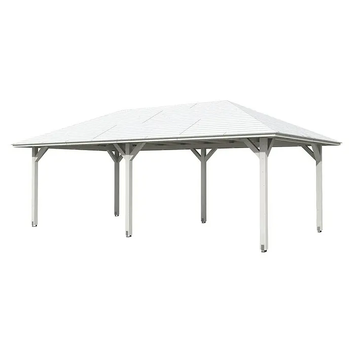Skan Holz Pavillon Orleans 2 - L x B: 786 x 439 cm, Holz, Weiß - Diagonale Ansicht