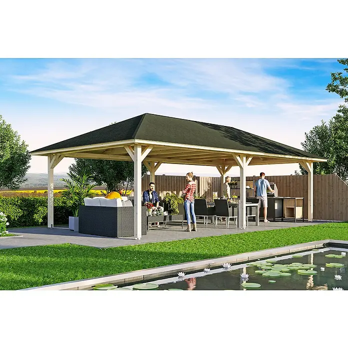 Skan Holz Pavillon Orleans 3 - L x B: 916 x 504 cm, Natur - Stimmungsaufnahme