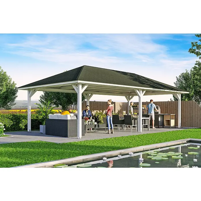 Skan Holz Pavillon Orleans 3 - L x B: 916 x 504 cm, Weiß - Stimmungsaufnahme
