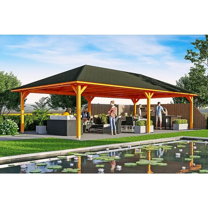Skan Holz Pavillon Orleans 4 - L x B: 1.046 x 569 cm, Eiche Hell - Stimmungsaufnahme
