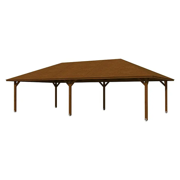 Skan Holz Pavillon Orleans 4 - L x B: 1.046 x 569 cm, Nussbaum - Diagonale Ansicht