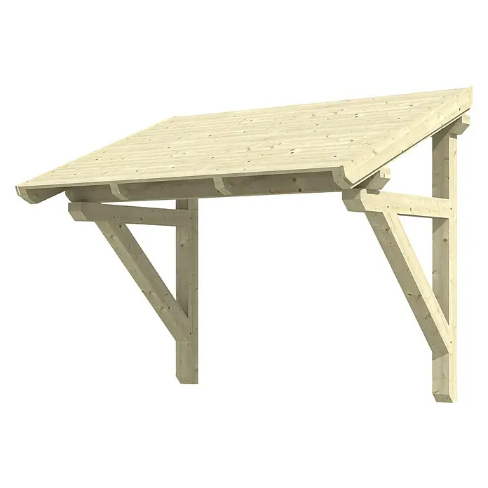 Skan Holz Vordach Paderborn 1 - B x H: 242 x 208 cm, Natur - Diagonale Ansicht