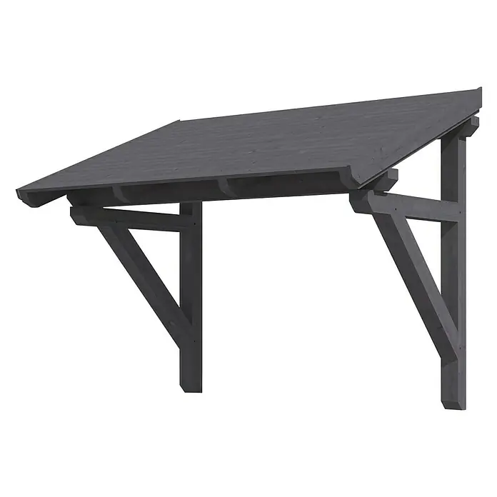 Skan Holz Vordach Paderborn 1 - B x H: 242 x 208 cm, Schiefergrau - Diagonale Ansicht