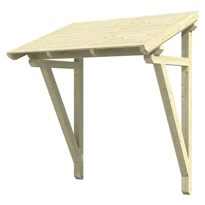 Skan Holz Vordach Paderborn 2 - B x H: 242 x 208 cm, Natur - Diagonale Ansicht