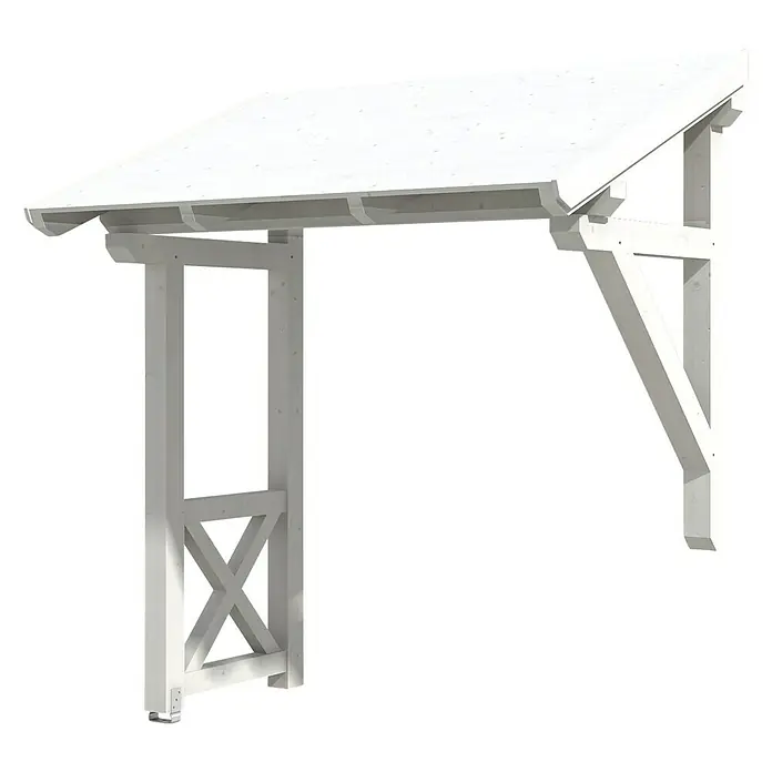 Skan Holz Vordach Paderborn 3 - B x H: 242 x 208 cm, Weiß - Diagonale Ansicht