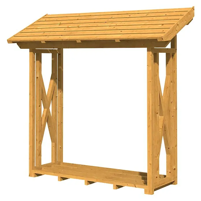 Skan Holz Kaminholzregal Paul 1 - 70 x 190 x 229 cm, Holz, Natur - Diagonale Ansicht