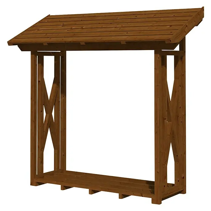 Skan Holz Kaminholzregal Paul 1 - 70 x 190 x 229 cm, Holz, Nussbaum - Diagonale Ansicht