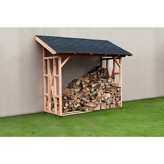 Skan Holz Kaminholzregal Paul 2 - 100 x 240 x 243 cm, Holz, Natur - Stimmungsaufnahme