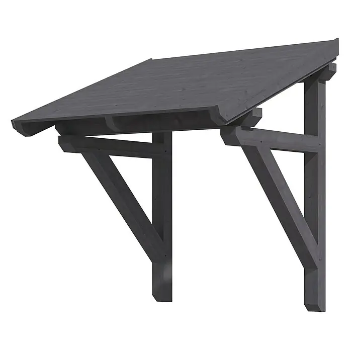Skan Holz Vordach Potsdam 1 - B x T: 176 cm x 156 cm, Schiefergrau - Diagonale Ansicht