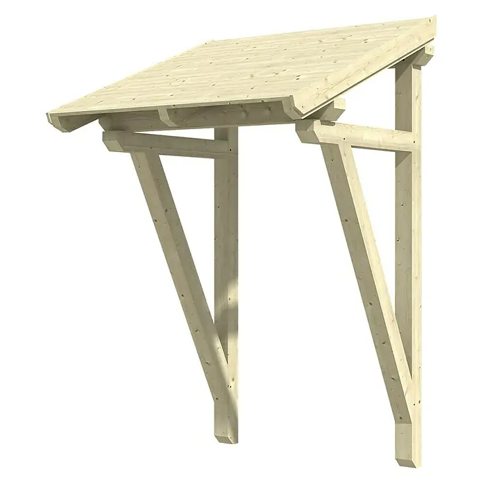 Skan Holz Vordach Potsdam 2 - B x T: 176 cm x 156 cm, Natur - Diagonale Ansicht