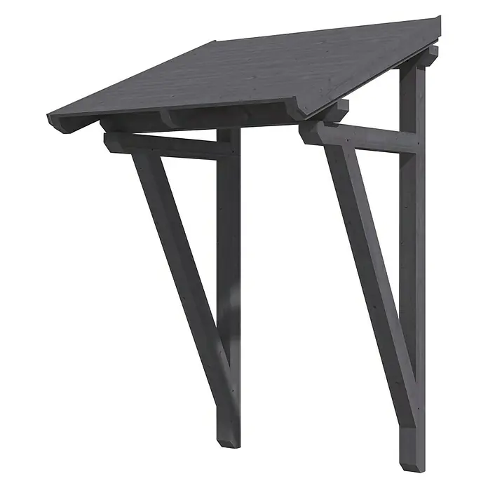 Skan Holz Vordach Potsdam 2 - B x T: 176 cm x 156 cm, Schiefergrau - Diagonale Ansicht