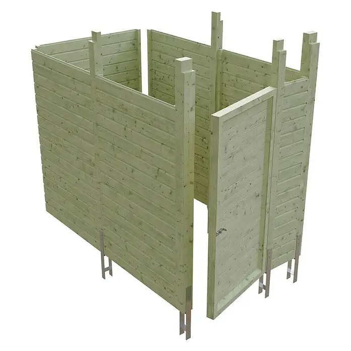 Skan Holz Carport-Abstellraum C7 - Passend für: Skan Holz Carports mit Durchfahrtsbreite bis 550 cm, Grün - Diagonale Ansicht