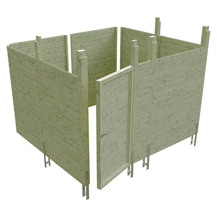 Skan Holz Carport-Abstellraum C8 - Passend für: Skan Holz Carports mit Durchfahrtsbreite bis 550 cm, Grün - Diagonale Ansicht