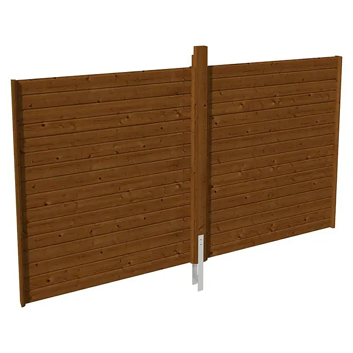 Skan Holz Rückwand - L x H: 355 x 200 cm, Nussbaum, Passend für: Skan Holz Carports - Vorderansicht