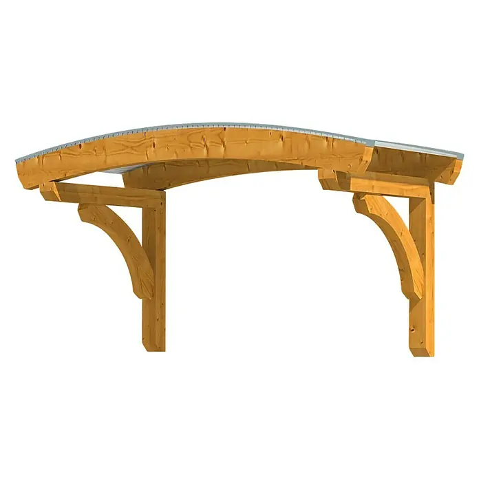 Skan Holz Vordach Rostock 1 - L x T: 174 cm x 80 cm, Eiche Hell - Diagonale Ansicht