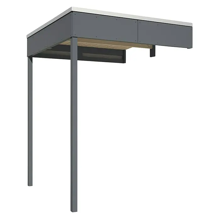 Skan Holz CrossCube Gartenhaus-Anbau Crosscube - B x H: 168 x 223 cm, Passend für: Skan Holz Crosscube Gartenhäuser Sydney/Brisbane 2, Schiefergrau - Diagonale Ansicht
