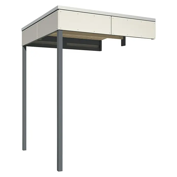 Skan Holz CrossCube Gartenhaus-Anbau Crosscube - B x H: 168 x 223 cm, Passend für: Skan Holz Crosscube Gartenhäuser Perth/Melbourne 2, Telegrau - Diagonale Ansicht