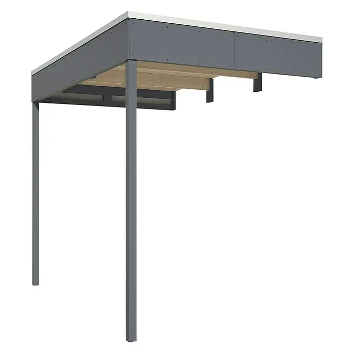 Skan Holz CrossCube Gartenhaus-Anbau Crosscube - B x H: 168 x 223 cm, Passend für: Skan Holz Crosscube Gartenhäuser Sydney/Brisbane 3+4, Schiefergrau - Diagonale Ansicht