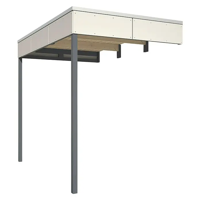 Skan Holz CrossCube Gartenhaus-Anbau Crosscube - B x H: 168 x 223 cm, Passend für: Skan Holz Crosscube Gartenhäuser Perth/Melbourne 3 + 4, Telegrau - Diagonale Ansicht