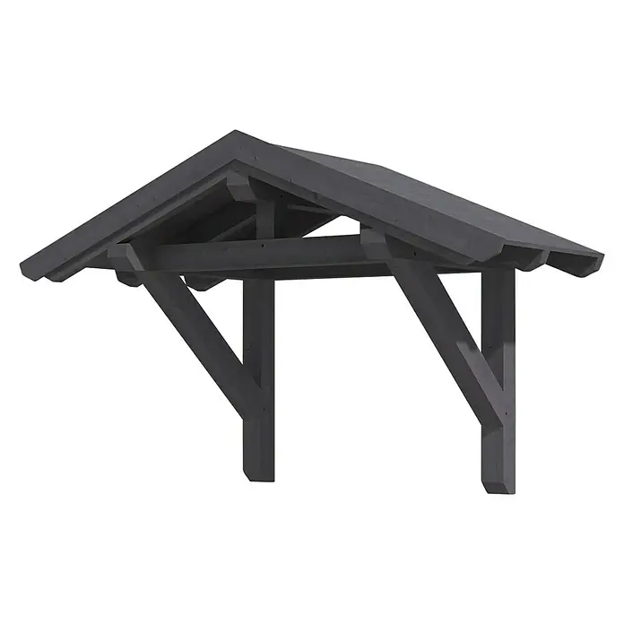 Skan Holz Vordach Siegen 1 - L x T: 247 cm x 116 cm, Schiefergrau - Diagonale Ansicht