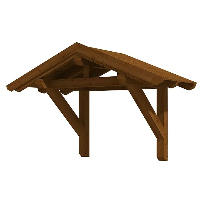 Skan Holz Vordach Siegen 1 - L x T: 247 cm x 116 cm, Nussbaum - Diagonale Ansicht