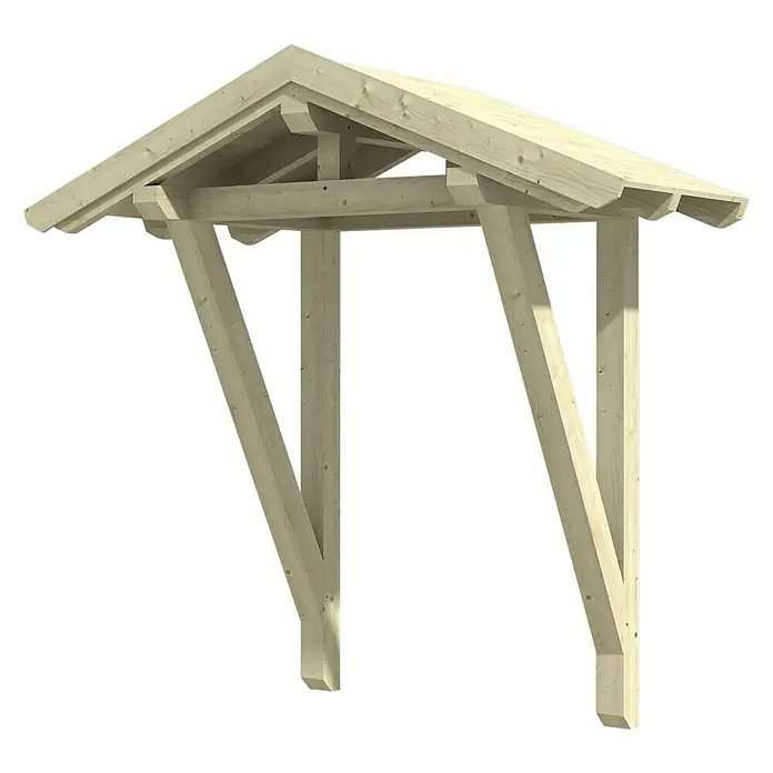 Skan Holz Vordach Siegen 2 - L x T: 247 cm x 116 cm, Natur - Diagonale Ansicht