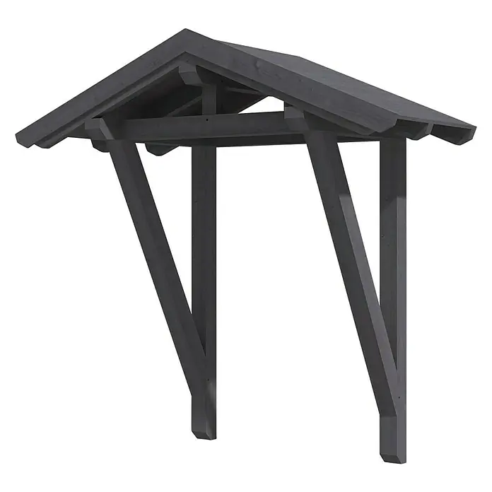 Skan Holz Vordach Siegen 2 - L x T: 247 cm x 116 cm, Schiefergrau - Diagonale Ansicht