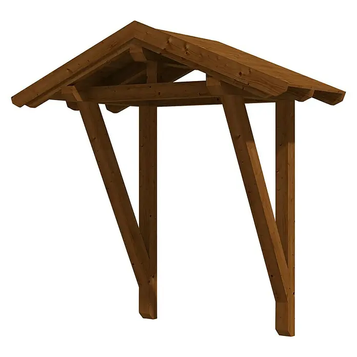 Skan Holz Vordach Siegen 2 - L x T: 247 cm x 116 cm, Nussbaum - Diagonale Ansicht