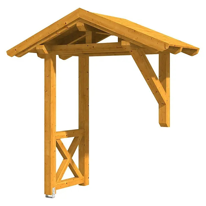Skan Holz Vordach Siegen 3 - L x T: 247 cm x 116 cm, Eiche Hell - Diagonale Ansicht