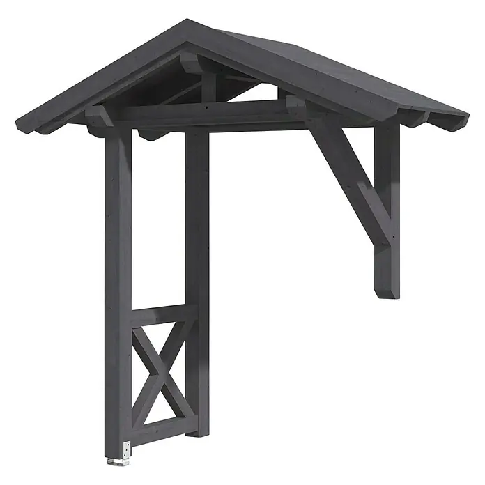 Skan Holz Vordach Siegen 3 - L x T: 247 cm x 116 cm, Schiefergrau - Diagonale Ansicht