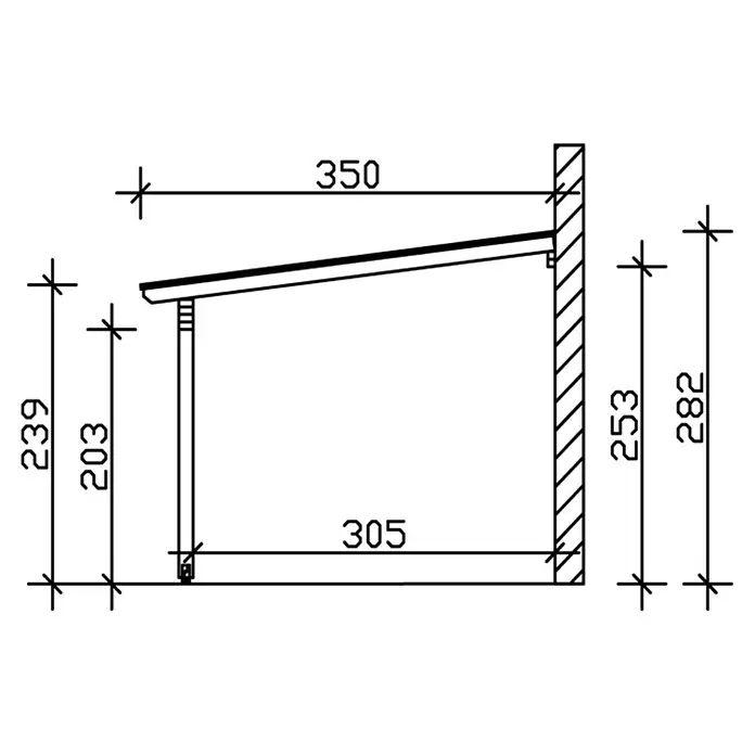 Skan Holz Terrassenüberdachung Ancona - L x T: 648 x 350 cm, Polycarbonat, Weiß - Skizze