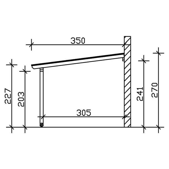 Skan Holz Terrassenüberdachung Andria - L x T: 434 x 350 cm, Polycarbonat, Weiß - Skizze