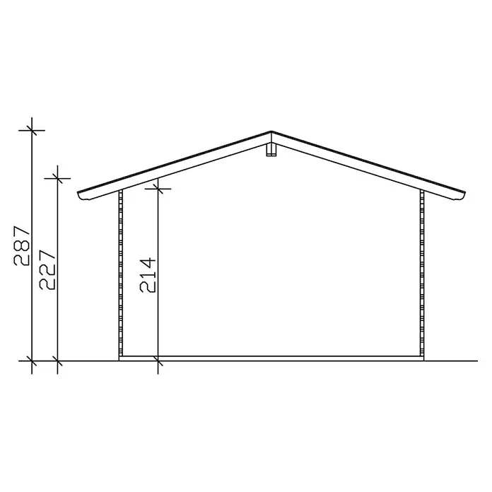 Skan Holz Gartenhaus Davos 1 - B x T: 480 x 430 cm, Holz, 11,4 m², Wandstärke: 45 mm - Skizze