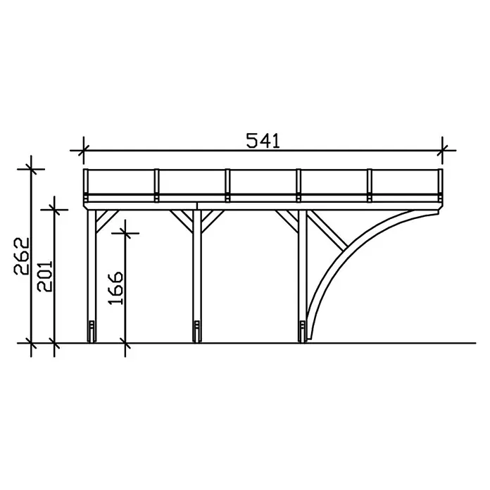 Skan Holz Carport Eifel - B x T: 300 x 541 cm, Einfahrtshöhe: 2,13 m, Nussbaum - Skizze