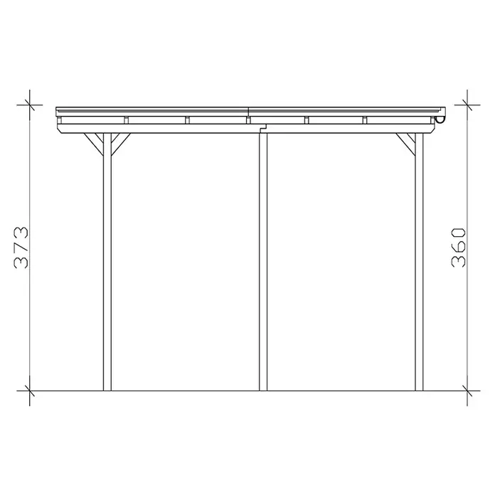 Skan Holz Carport Emsland - B x T: 404 x 604 cm, Einfahrtshöhe: 353 cm, Geeignet für: Caravans, Schiefergrau - Skizze