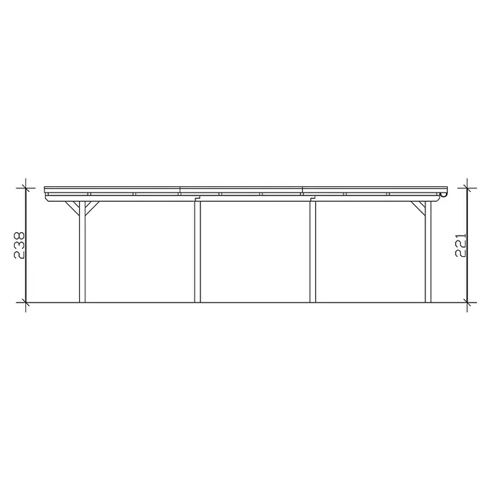 Skan Holz Carport Emsland - L x B: 846 x 354 cm, Einfahrtshöhe: 223 cm, Eiche Hell, Materialspezifizierung Dach: Aluminium, Ohne Abstellraum - Skizze