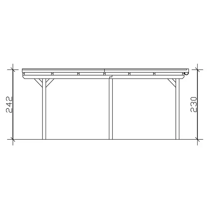 Skan Holz Carport Emsland - L x B: 604 x 404 cm, Einfahrtshöhe: 223 cm, Grün, Materialspezifizierung Dach: Aluminium - Skizze