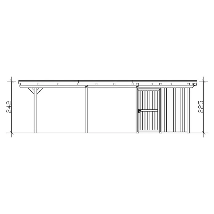 Skan Holz Carport Emsland - L x B: 846 x 404 cm, Einfahrtshöhe: 223 cm, Natur, Materialspezifizierung Dach: EPDM-Folie, Mit Abstellraum - Skizze