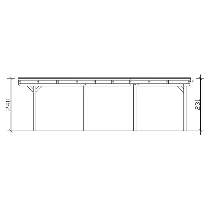 Skan Holz Doppelcarport Emsland - L x B: 846 x 613 cm, Einfahrtshöhe: 223 cm, Eiche Hell, Materialspezifizierung Dach: EPDM-Folie - Skizze