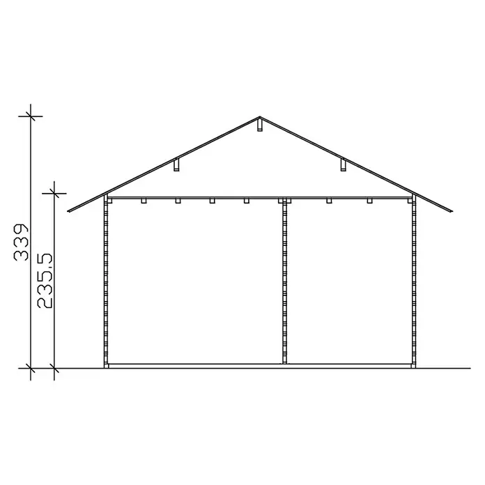 Skan Holz Gartenhaus Esbjerg 2 - B x T: 520 x 660 cm, Holz, 23,52 m², Wandstärke: 45 mm - Skizze