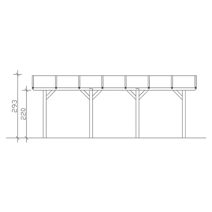 Skan Holz Carport Franken - L x B: 755 x 376 cm, Einfahrtshöhe: 220 cm, Weiß - Skizze