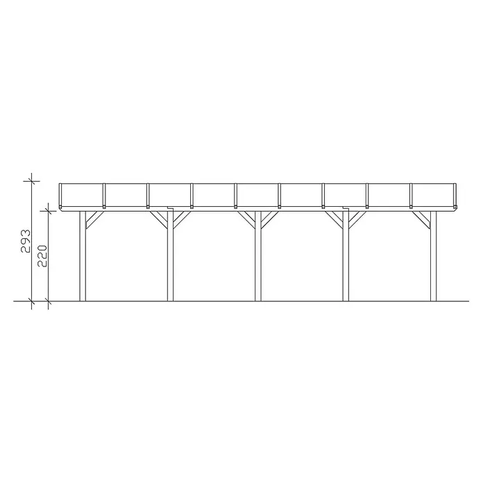 Skan Holz Carport Franken - L x B: 969 x 376 cm, Einfahrtshöhe: 220 cm, Natur - Skizze