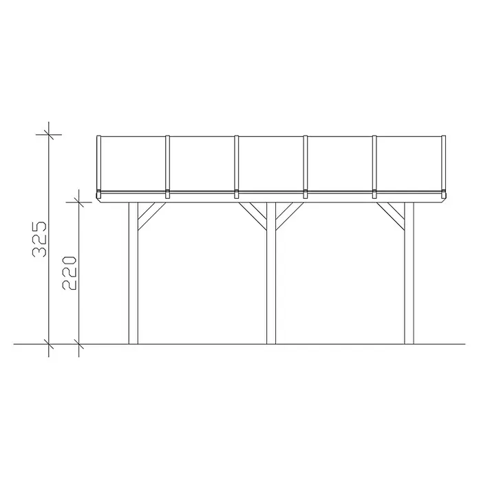 Skan Holz Doppelcarport Franken - L x B: 541 x 635 cm, Einfahrtshöhe: 220 cm, Natur - Skizze