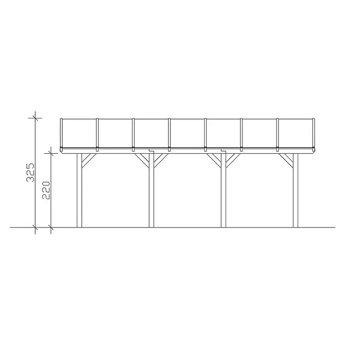 Skan Holz Doppelcarport Franken - L x B: 755 x 635 cm, Einfahrtshöhe: 220 cm, Weiß - Skizze