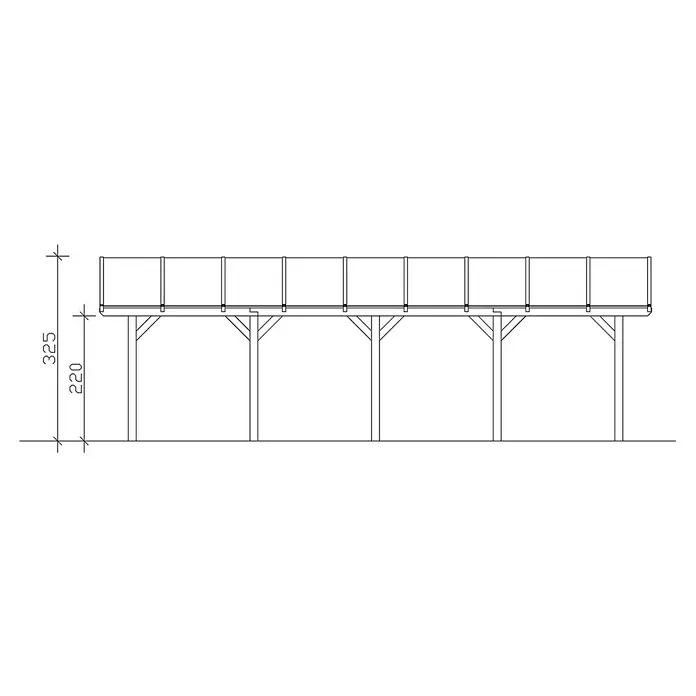 Skan Holz Doppelcarport Franken - L x B: 969 x 635 cm, Einfahrtshöhe: 220 cm, Schiefergrau - Skizze
