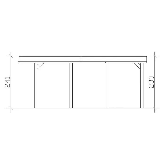 Skan Holz Carport Friesland - B x T: 314 x 555 cm, Einfahrtshöhe: 221 cm, Grün, Aluminium-Dachplatten - Skizze