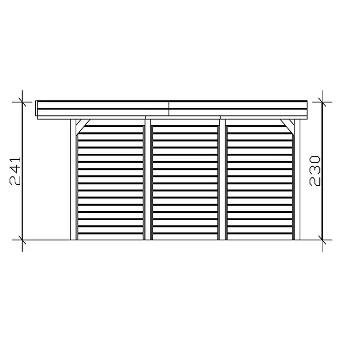 Skan Holz Carport Friesland - L x B: 555 x 314 cm, Einfahrtshöhe: 221 cm, Mit Seiten- & Rückwand - Skizze