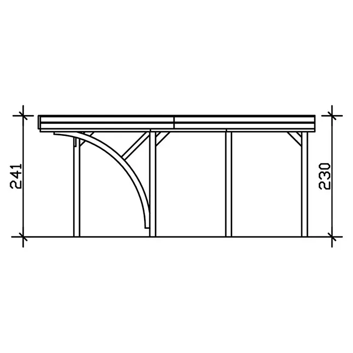 Skan Holz Carport Friesland - L x B: 555 x 314 cm, Einfahrtshöhe: 221 cm, Mit 1 Einfahrtsbogen - Skizze
